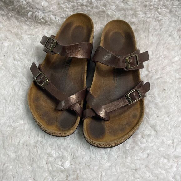 Birkenstock Mayari oiled rustic brown toe loop sandals ,adjustable strap… - Picture 1 of 9